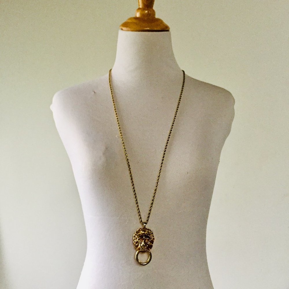 Kenneth Jay Lane Lion Pendant Necklace
